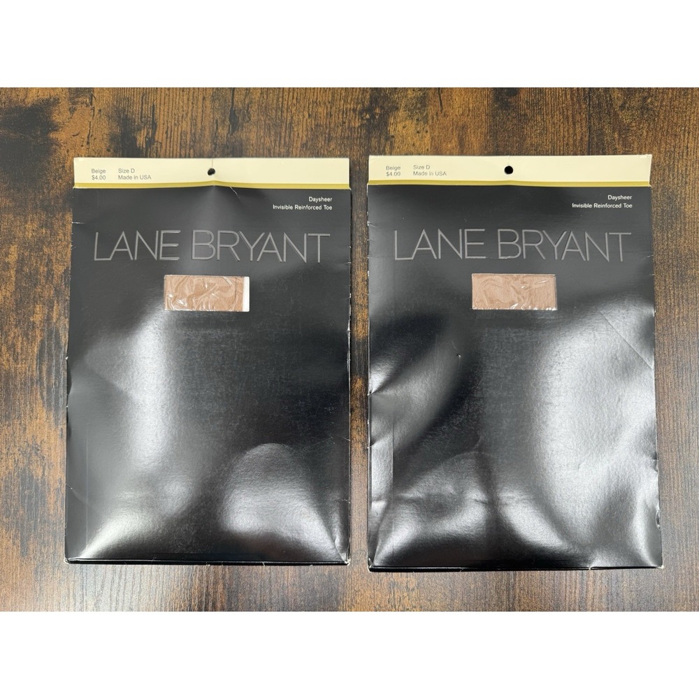 2 Lane Bryant Daysheer Pantyhose Size D Beige Invisible Reinforced Toe NOS